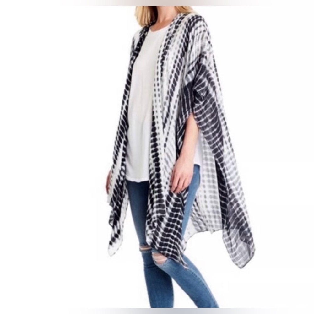Michael Stars black white wrap shawl coverup one size